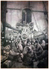 Image in Shaun Tan's 'The Arrival' on seventh page of chapter II
